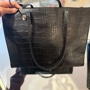 Black Croc-Embossed BÉIS Tote Bag (minimal use)